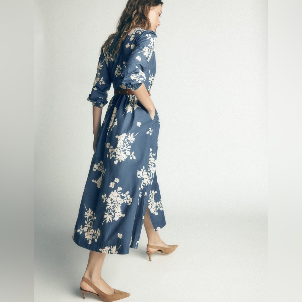 NWT Boden Nicola Cotton Midi Dress in Blue Flecked Bunch - Picture 3 of 10